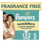 Swaddlers Diapers, Size 5 (20-37 lbs), 132 Count, Fragrance Free, Hypoallergenic, Absorbent, Pediatrician Recommended, Skin Safe