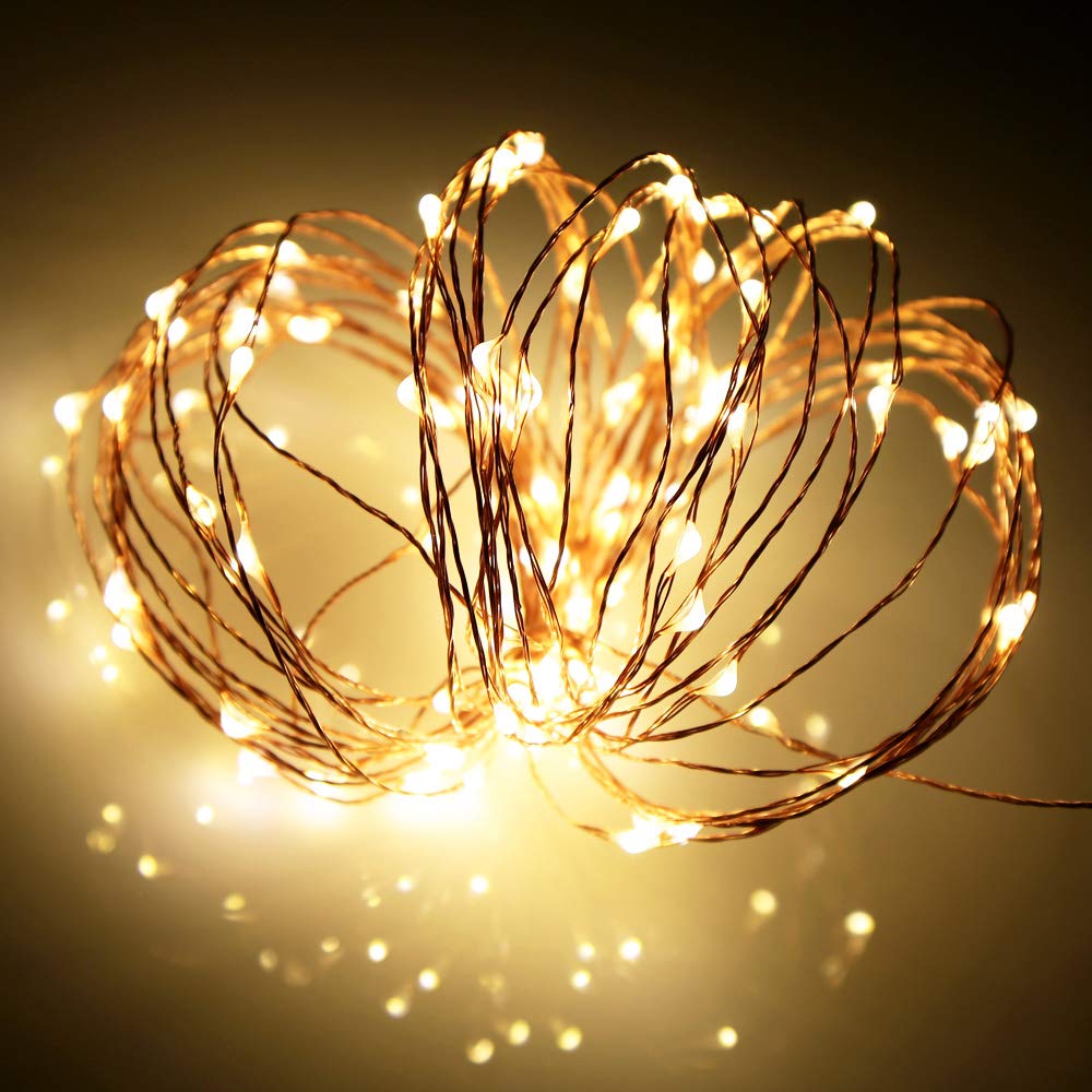 Ariceleo Led Fairy Lights Battery Operated, 4 Packs Mini Battery Powered Copper Wire Starry Fairy Lights for Bedroom, Christmas, Parties, Wedding, Centerpiece, Decoration (5m/16ft Warm White)