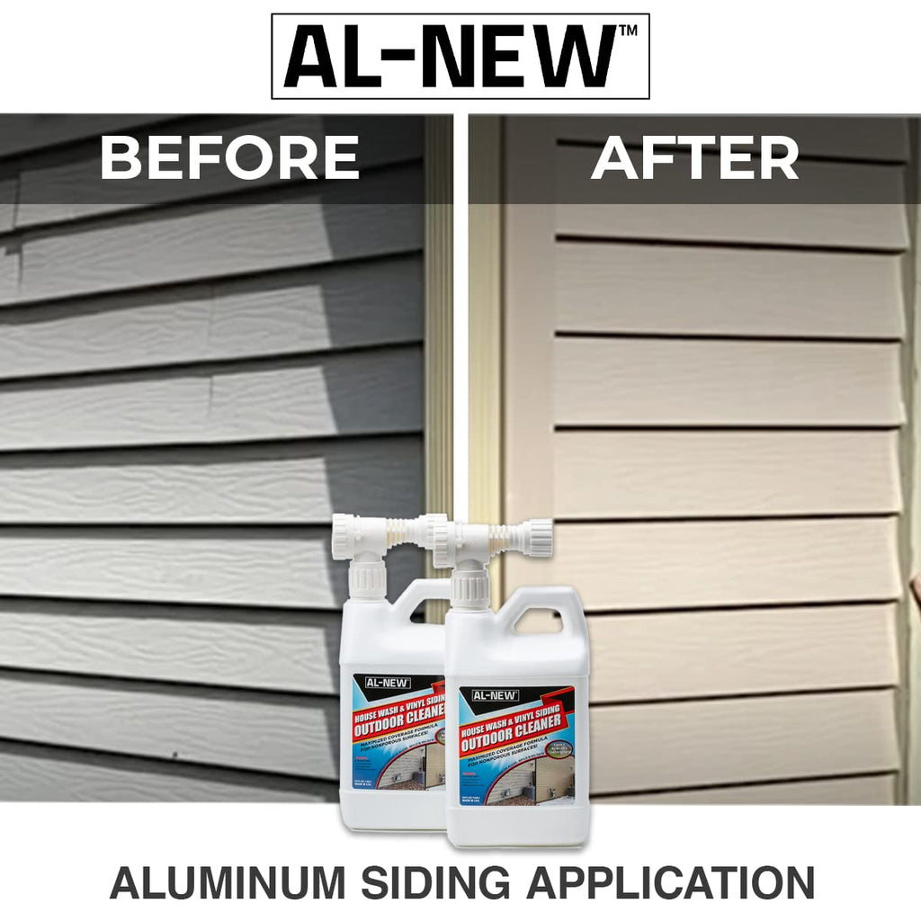 AL-NEW Outdoor Cleaner Combo Pack of 2 | Versatile Outdoor Cleaner Perfect For Use On Vinyl Siding, Composite Decking, Wood Fences, Outdoor Patios, Gutters, & More (Outdoor Cleaner Hose-End Combo Pack)