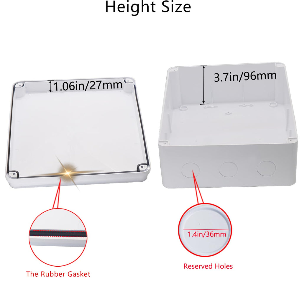 LuSumtly Junction box Dustproof Waterproof IP65 ABS Plastic Electrical Boxes, Indoor & Outdoor Electrical Power Cord Enclosure Universal Project Box DIY Case White 11.8 x 9.8 x 4.7 inch(300x250x120mm)