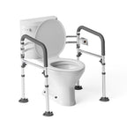 Loyoda Toilet Safety Rails,Height-Adjustable Toilet Frame Width-Adjustable Toilet Handles Foldable Toilet Rail Provides Support for Seniors ， Pregnant ，Disabled （Gray）