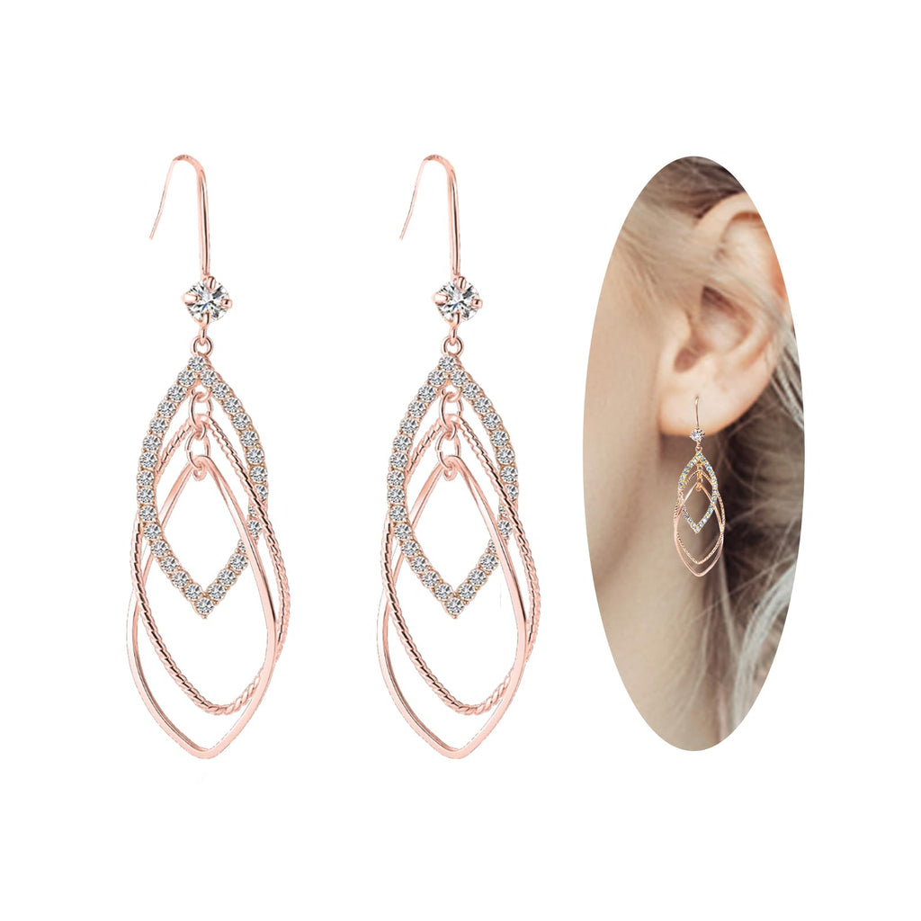 14K Gold 925 Silver Hoop Hypoallergenic Teardrop Dangle Earrings for Women