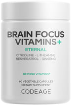 Codeage Brain Focus Vitamins+, Citicoline Cognizin, Ginseng, 60 Capsules