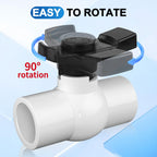 Boltigen 2Pack 1-1/2 inch Slip PVC Ball Valves, 1.5'' SCH40 PVC Water Shut Off Valve with Double Socket Full Flow Port, ''T'' Handle Plastic Control Valve, for Pool, Irrigation, Sewage Water Pipe