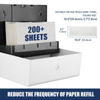 AIKE 200-Sheet Multifold Paper Towel Dispenser,No-Drill Wall Mount,White
