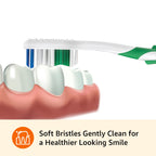 Amazon Basics Clean Plus Soft Bristle Toothbrushes with Angled End-Tuft, Cheek and Tongue Cleaner, Full Size, 10 Count, 1 Pack (Previously Solimo)