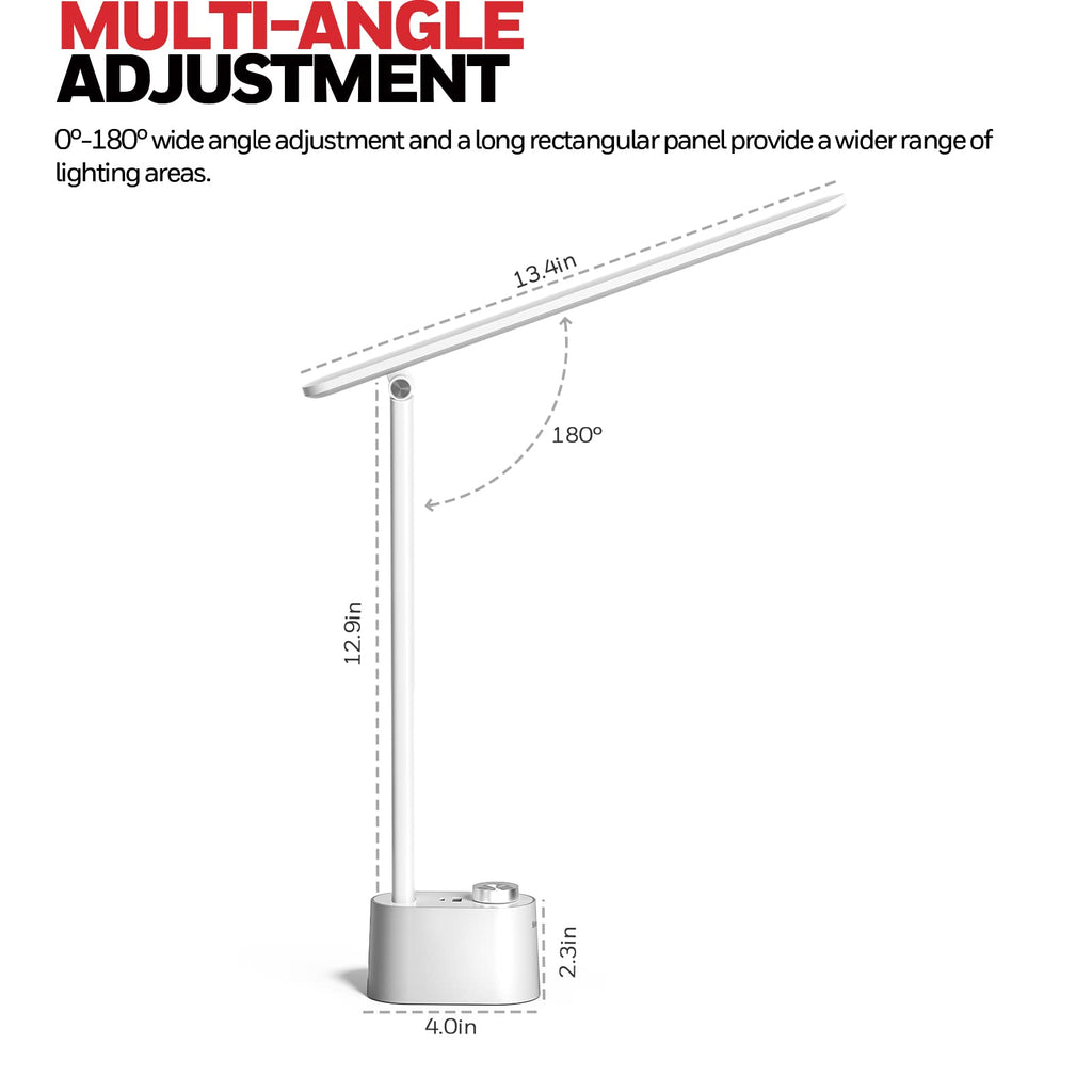 Honeywell Upgraded LED Desk Lamp - H01 Pro Sunturalux™ Foldable Desk Light with USB A+C Charging Port, 3 Color Modes Dimmable Table Lamp for Home Office Reading(White)