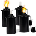 12oz Torch Replacement Canisters - 4 Pack Bamboo Torch Fuel Canister Torches Cans With Wicks and Covers, Refillable Metal Tabletop Lantern For Garden, Patio, Luau Party