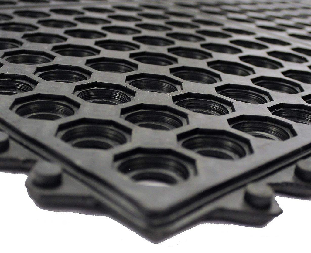 Envelor Interlocking Rubber Floor Tiles with Drainage Holes Anti Fatigue Garage Floor Mat Non Slip Wet Area Mat for Bar, Kitchen, Restaurant, Outdoor, Modular Snap Together 1-Pack, 36 x 36 inches