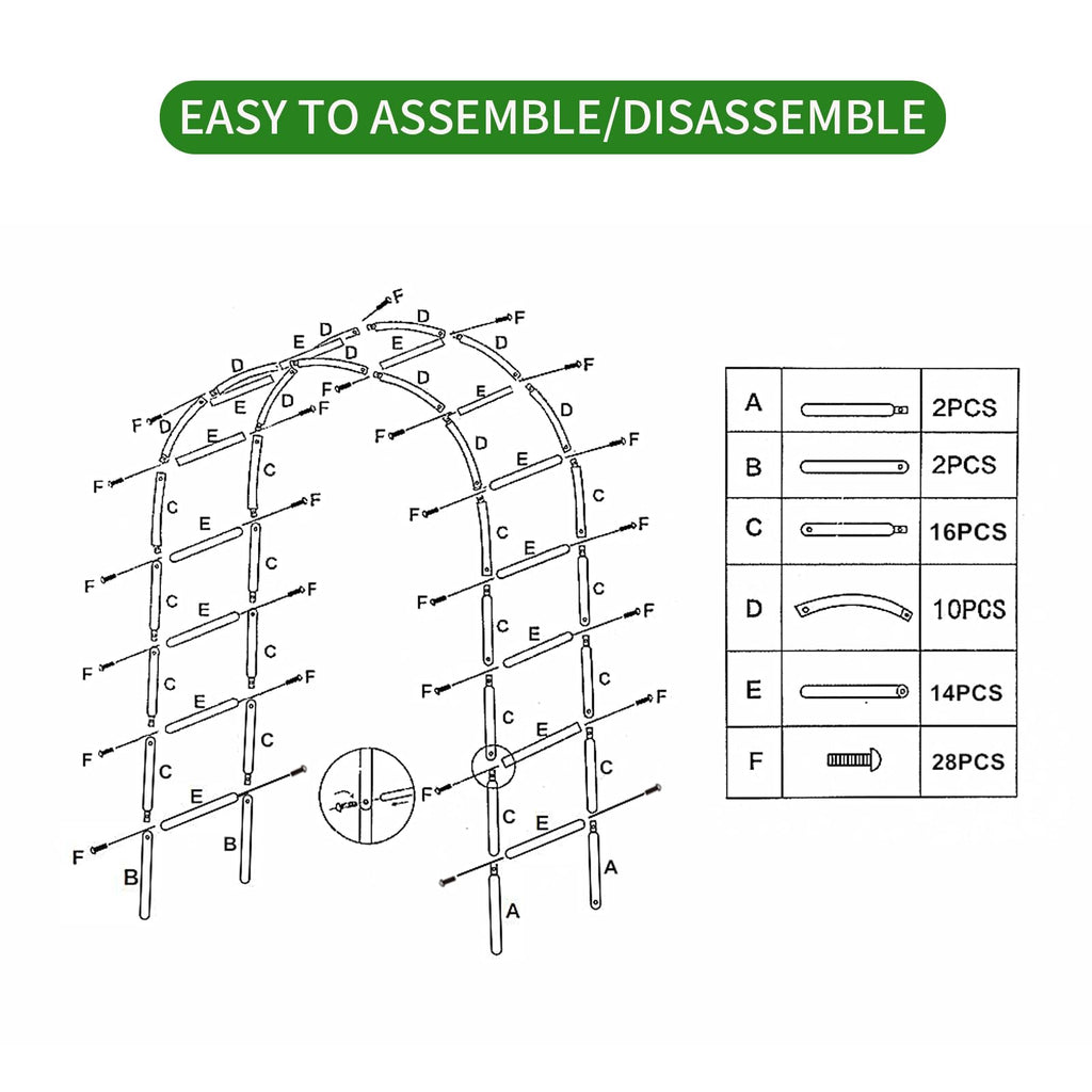 SCENDOR Iron Pergola Arbor Practical, 7.9 Feet High x 4.6 Feet Wide, Assemble Easily for Various Climbing Plant Wedding Garden Arch Bridal Party Decoration Wide Arbor