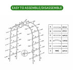SCENDOR Iron Pergola Arbor Practical, 7.9 Feet High x 4.6 Feet Wide, Assemble Easily for Various Climbing Plant Wedding Garden Arch Bridal Party Decoration Wide Arbor