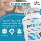 Logic Nutra Fisetin Double Strength - Fisetin Supplements 200 mg - Non-GMO, Vegan, & Gluten Free - 60 Capsules - Potent Antioxidant Supplement for Wellness Support