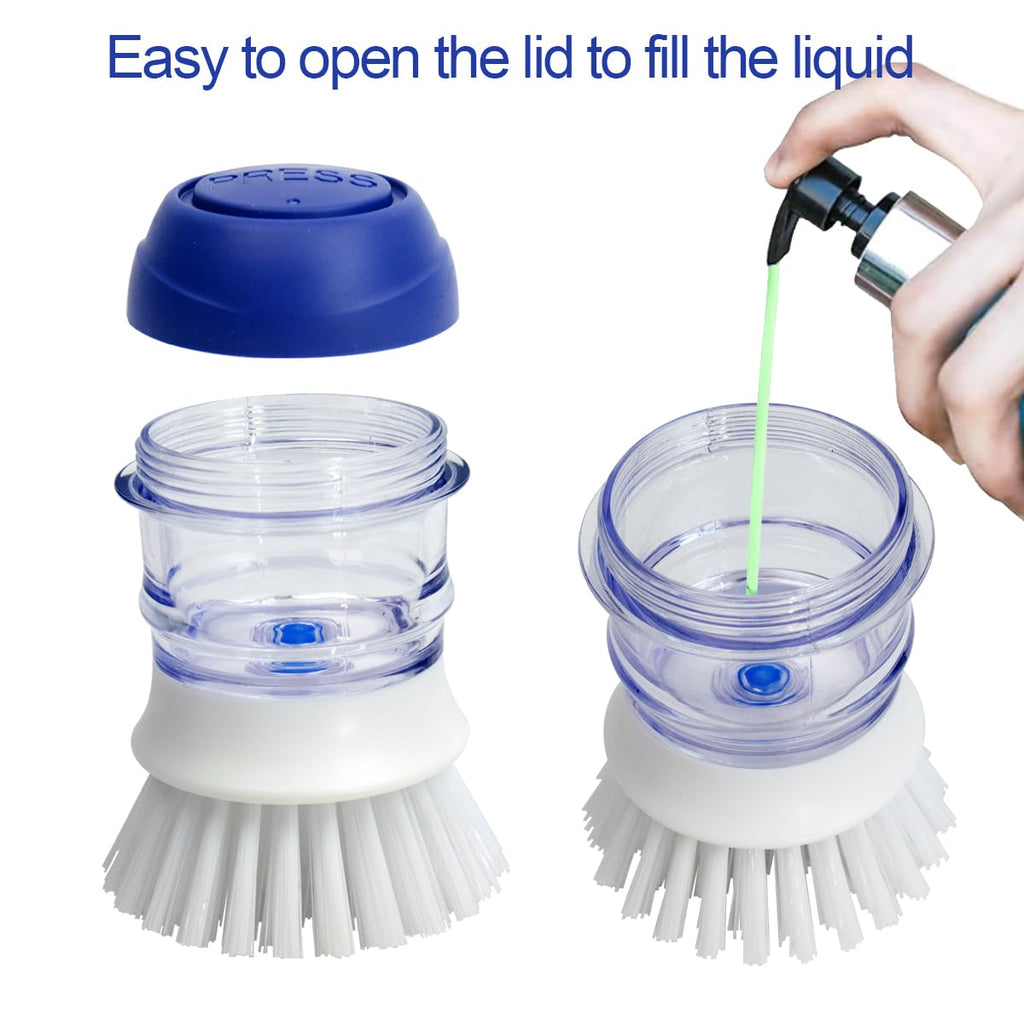 CELOX 2 Pack Dish Brush with Soap Dispenser for Kitchen Cleaning, Kitchen Brush for Dish Pot Pan Sink Cleaning