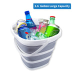 2 Pack Collapsible Buckets 10L 2.6 Gallon Cleaning Bucket Mop Bucket Folding Foldable Portable Small Plastic Water Supplies for Outdoor Garden Camping Fishing Car Wash Space Saving Square Grey Blue
