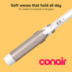 Conair Curling Iron, Double Ceramic, 1 1/2-in. Barrel, White/Rose Gold