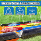 JAMBO 25Ft Premium XXL Slip Splash and Slide with 3 Bodyboards, Heavy Duty Water Slide- Advanced 3-Way Sprinkler System, Splash Mat Splash Pad Backyard Waterslide Outdoor Water Toys n Slides for Kids