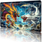MTG Playmat with Zones Magic Card Playmat Game Mat,TCG & CCG Card Games Mat with Free Storage Bags Size 24 x 14 Inches (with Zones,Fight)