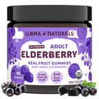 Llama Naturals Elderberry Gummies for Adults, Vegan, Organic Immune Support Supplement with Vitamin C and Zinc, Real Fruit Gummy Vitamins for Immunity, Chewable, No Added Sugar Cane, 90 Ct