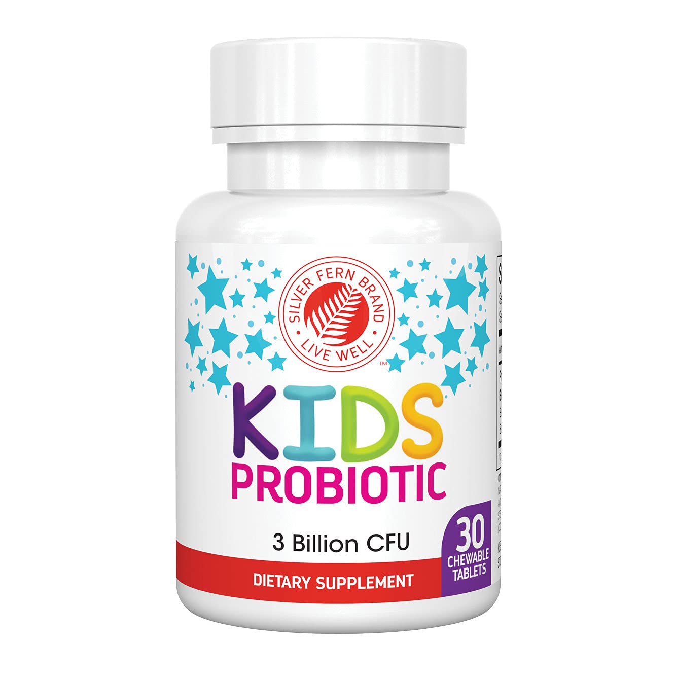 Silver Fern Brand Kids Ultimate Probiotic - 1 Bottle - 30 Chewable Tablets - Sugar & Gluten Free - Children's Dietary Supplement - DNA & Survivability Verified - Digestive & Immune Support