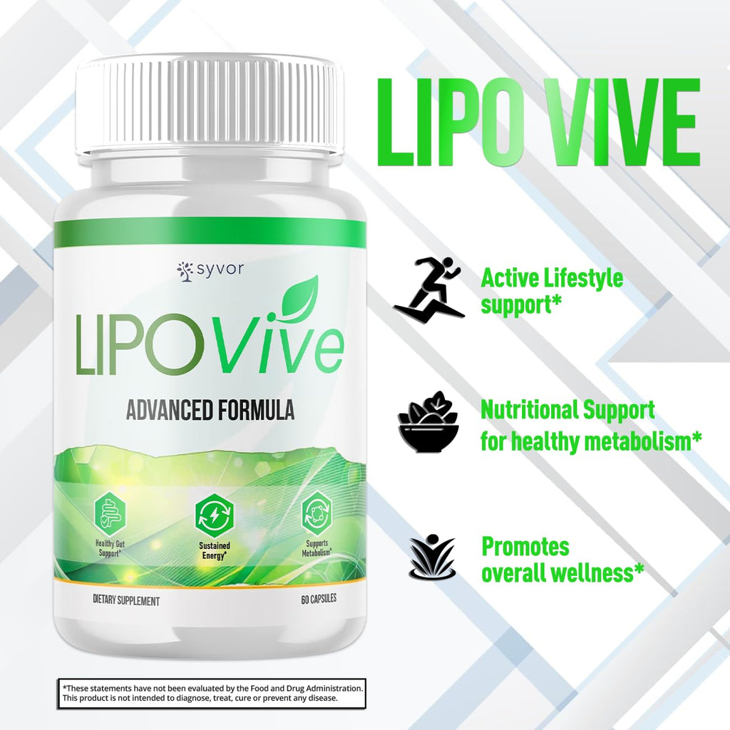 (3 Pack) Lipovive Capsules, Official Lipovive Pills with All Natural Ingredients, Advanced Formula Lipovivé Health & Active Lifestyle Support Pills Max Strength Vitamin for Women & Men (180 Capsules)