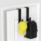 VINHOLD Heavy Duty Stainless Steel Over-Door Hook for Coats, Totes, Towels – Easy Install Door Hooks with Non-Slip Pads for Bedroom Bathroom Entryway Office (Black, 2 Pack, Fits 1-3/4" Thick Door)