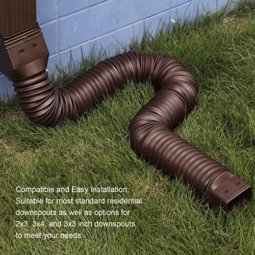 11.5ft Long Gutter Downspout Extensions Flexible, Drain Downspout Extender, Down Spout Drain Extender, Gutter Connector Rainwater Drainage, Extendable from 2.6ft to 11.5ft(Brown)