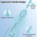 Leominor Water Dental Flosser Pick for Teeth, 300ML Portable Oral Irrigator Upgraded Tank Removable,IPX7 Waterproof, Rechargeable Travel Teeth Cleaner, Professional Electric Flossing Machine