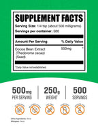 BulkSupplements.com Cocoa Bean Extract Powder - Cocoa Supplement - Unsweetened, Vegan & Gluten Free, 500mg per Serving, 250g (8.8 oz) (Pack of 1)