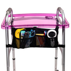 StrongArm Clear View Walker Tray + Bag + Non-Slip Mat & Cup Holder, Tray for Folding Walkers, Food Tray, Walker Accessories, Tray Table for Standard Adult Walkers (Purple)