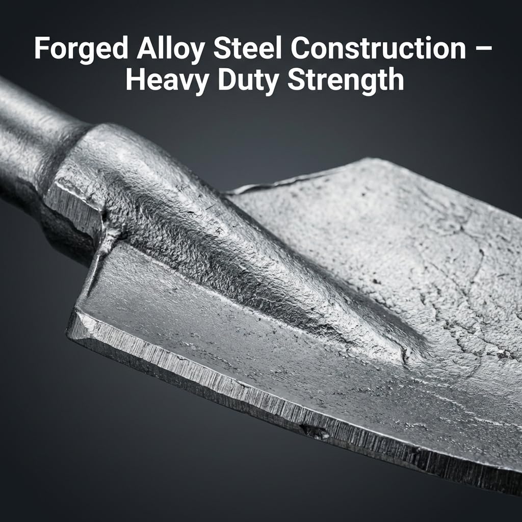 QWORK 17.3 Inch 15/16" Hex Shank Alloy Steel Scoop Shovel Bit – Fits Hex Jack Hammers for Soil, Clay & Frozen Ground Work