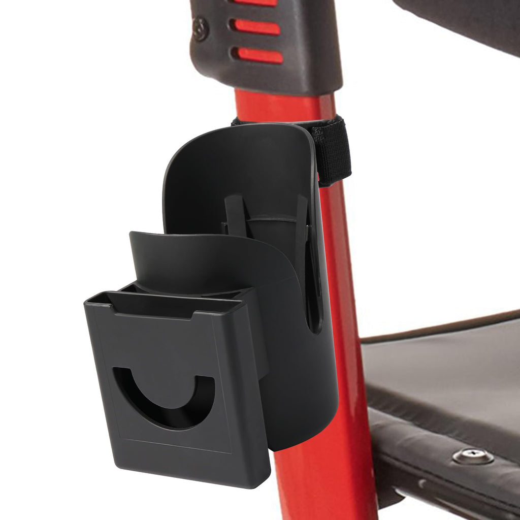 Joxodak Wheelchair Cup Holder 2 in 1 Strap-on Walker Cup and Phone Holder Compatible with Drive Medical Nitro Rollator Walkers Cup Holder for Wheelchair, Walker, Rollator, Camper