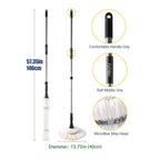 Eyliden Mop with 2 Reusable Microfiber Heads, Easy Wringing Twist Mop, 57.5 inch Long Handle, Wet Mops for Floor Cleaning, Commercial Household Clean Hardwood, Vinyl, Tile, and More (White)