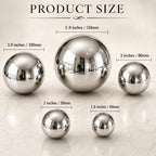 Gazing Ball Garden Mirror Outdoor, Outside Decorative Globe Silver 5Pcs Mix