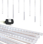 Weepong Christmas Lights Outdoor UL Certified Meteor Shower Lights 12 Inch 8 Tubes 192 LED Falling Rain Drop Icicle Snow Cascading Light for Xmas Tree Wedding Party Garden Decoration, White