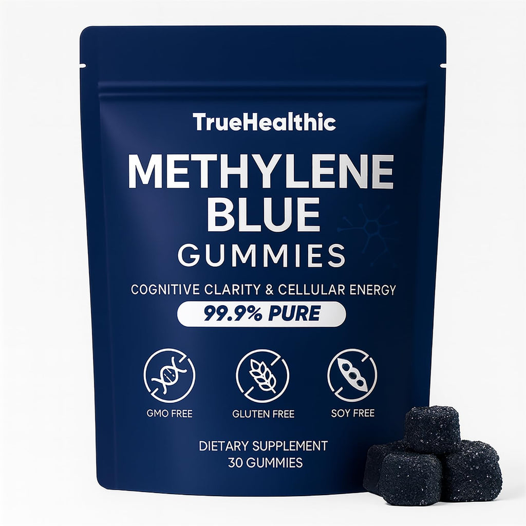 TRUEHEALTHIC Methylene Blue Gummies - 99.9% Pure, 5mg per Gummy, Supports Sustained Energy, Mental Clarity, Reduces Brain Fog & Improves Focus, Mood Enhancement - 30 Gummies (1)
