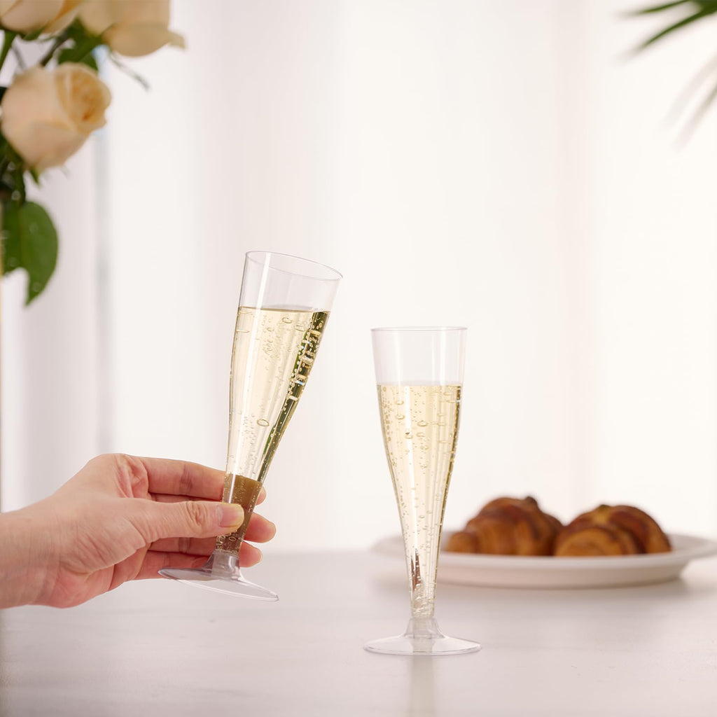 JOLLY CHEF 4.5 oz Plastic Champagne Flutes Disposable Clear 100 Pack