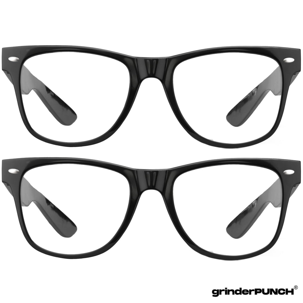 grinderPUNCH 2 Pack High Magnification Reading Glasses Strong Power Readers - 4.00-6.00 Black/+6.00