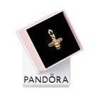 PANDORA Sparkling Bee Dangle Charm - Compatible with PANDORA Me & Moments - Gift for Her - 14k Gold & Enamel with Clear Cubic Zirconia & Crystal - With Gift Box