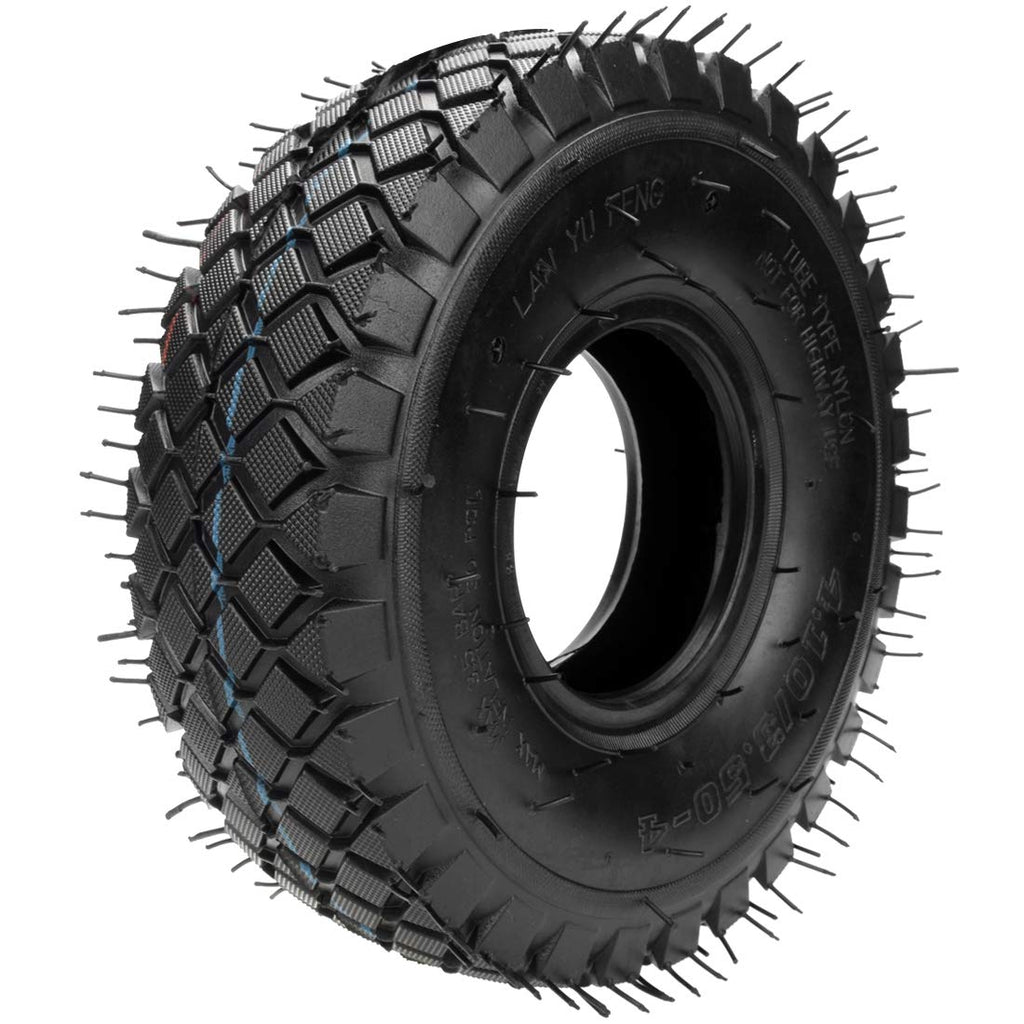 FVRITO Set of Two 4.10/3.50-4 4.10-4 410-4 Tire and Inner Tube with Bent Valve Stem Replacement for Lawn Mower Hand Truck Wheelbarrow Trailers Dollies Wagon Snowblower Compressor Generator Go kart