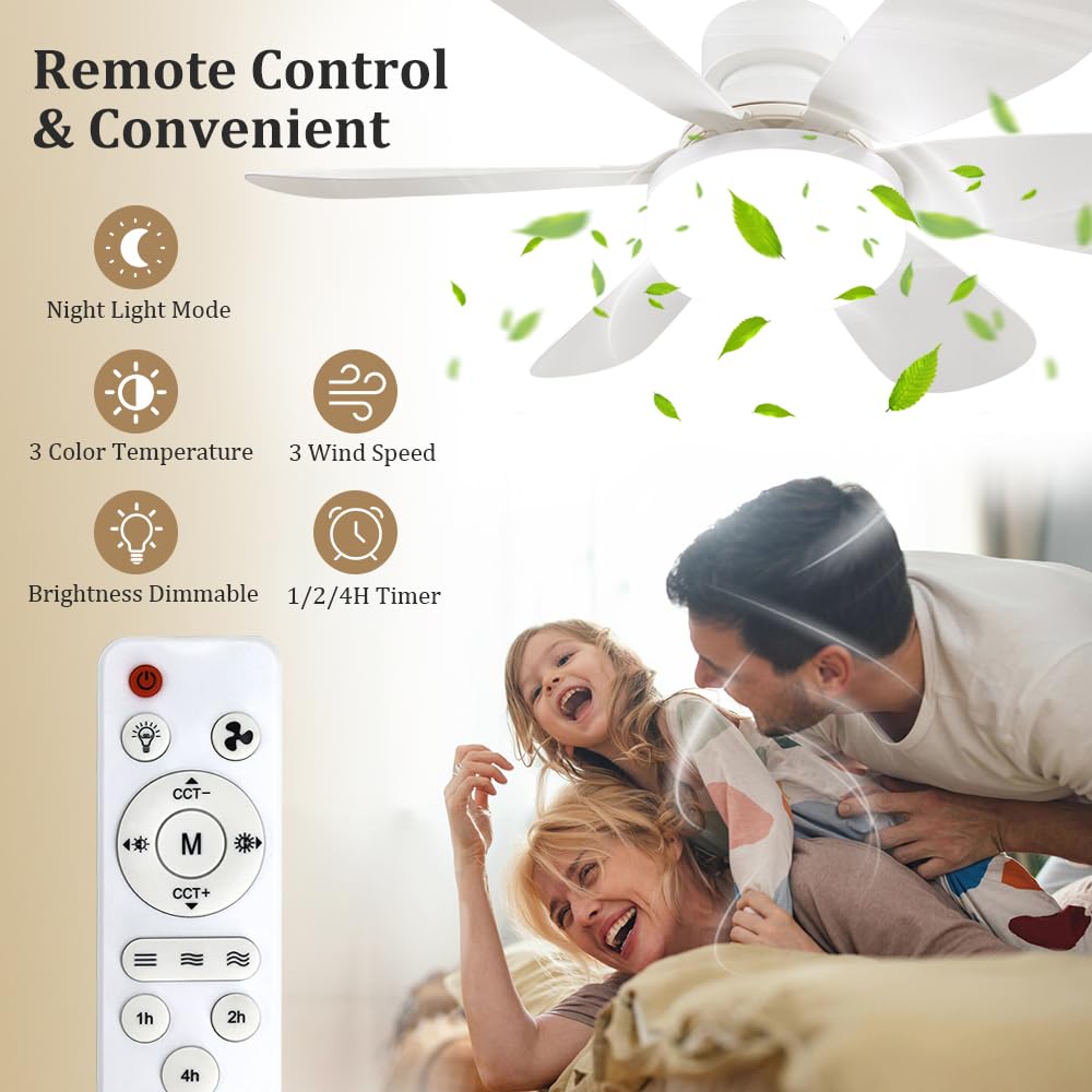 VTYXCTIGJ Socket Fan Light with Remote, Portable Small Ceiling Fans with Lights Bulb for Bedroom, Kitchen, Living Room, 20" Screw in Ceiling Fan in Light Socket for E26 Base 40W/3000K-6000K Dimmable
