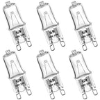 YBEK G9 Halogen Bulb 120V 25W T4 Type 2 Pin Base, Replacement for Range Hood Lights, Bathroom Light Bulbs, Microwave Ovens Candle Warmer Light Bulbs, Wax melt Bulbs Dimmable Warm White (6 Pack)