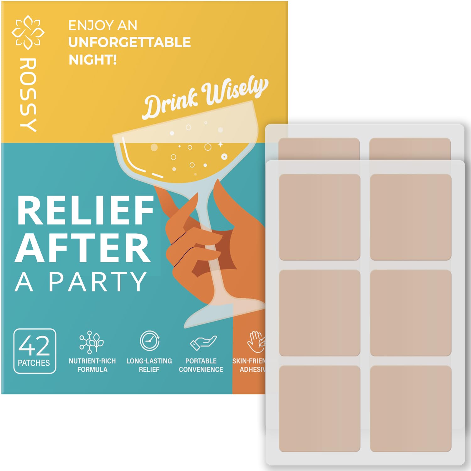 Party Recovery Patch: Fast-Acting Relief for Men and Women with Green Tea, Use Before Drinking, Enjoy No Regret Night and Wake Up Refreshed