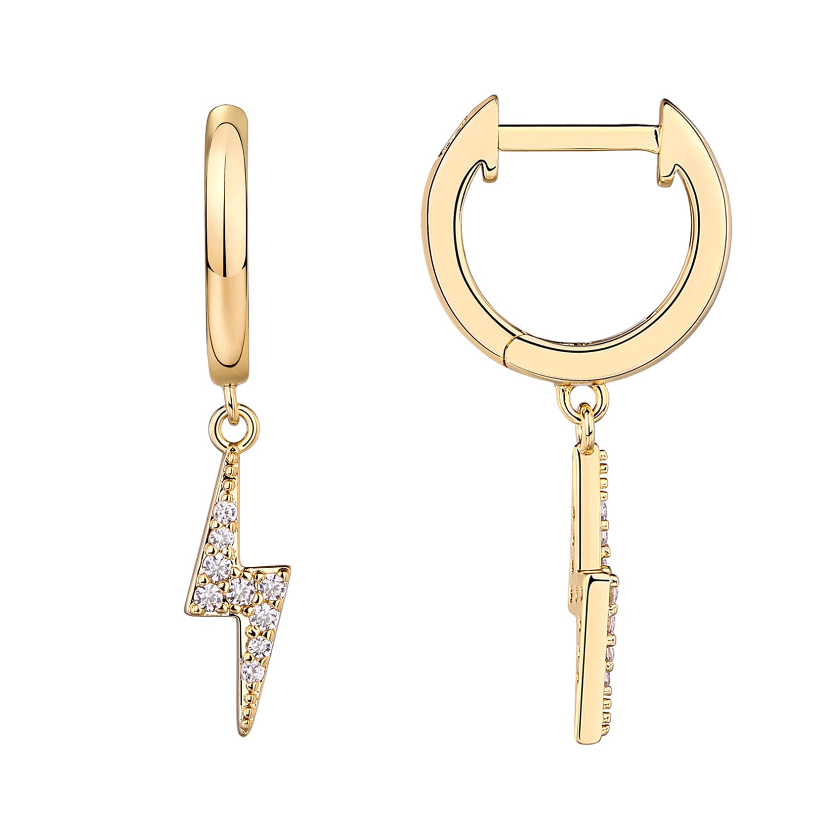 PAVOI Dainty Huggie Earrings, 925 Silver, Yellow Gold, Size 13 Millimeters