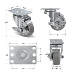NINOSO 3" Heavy Duty Casters, Swivel Caster Wheels with Brakes, Plate Casters with Rubber Wheel for Furniture Platform Truck Dolly Cart, Set of 4 (2 Brakes & 2 Rigid)