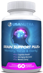 USANUTRA Brain Support Plus for Memory and Focus, Supports Healthy Short Term and Long Term Memory, 1000mg per Day, Made in the USA