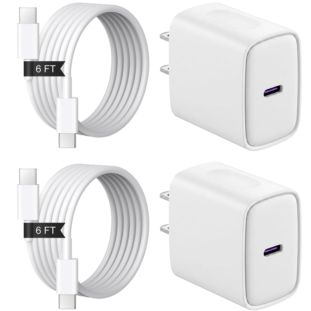 iPhone Duo 18 17 16 15 Charger 2+2Pack USB C Charger Block with 6FT Cable