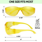 TICONN 12 Clear Safety Glasses for Men and Women, Safety Goggles with Scratch Impact Resistant Meets ANSI Z87.1 Standard (Yellow, 12 Pack)