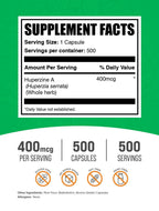 BulkSupplements.com Huperzine A 400mcg Capsules - Nootrophic, Huperzine A Supplement - Gluten Free, 1 Capsule per Serving, 500 Count (Pack of 1)