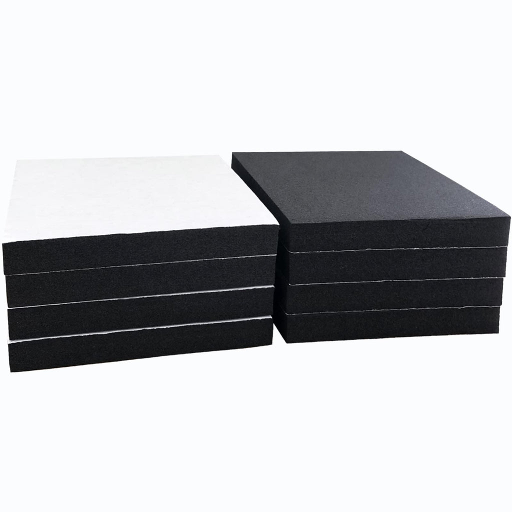 8 Pcs Black Adhesive Foam Padding, Closed Cell Foam Sheet 1/2" Thick 6 Inch X 6 Inch Neoprene Rubber Pad Self Stick Anti-Slip Adhesive Anti Vibration Pad (6inX 6inX 1/2in, 8)