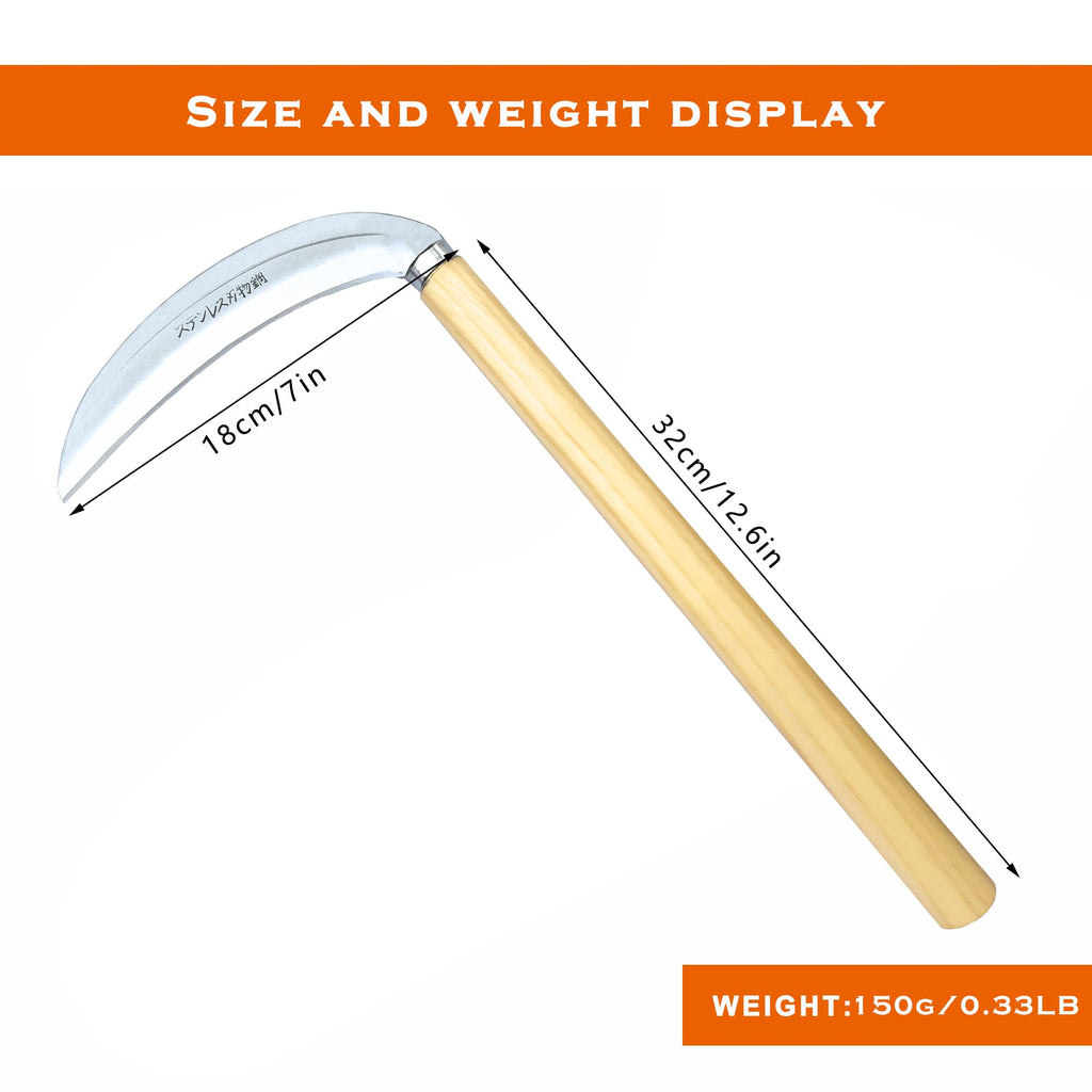SHANFEEK Grass Sickle Hoe Gardening Handheld Tool Weeding Tools for Garden (Beige)